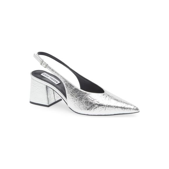 NWT Steve Madden Faryn Slingback Pumps silver size 6.5 - Picture 1 of 16